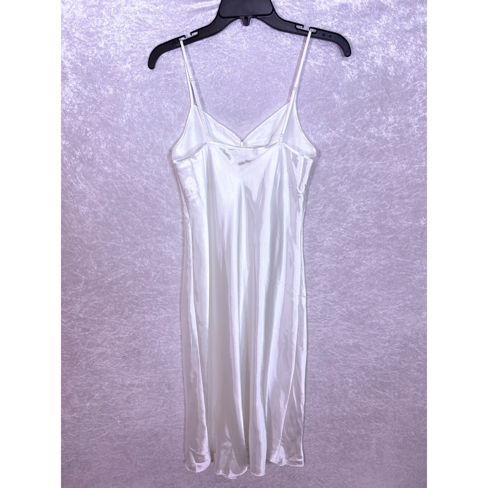 Y2K White Satin Slip Dress Lace Coquette Fairycore Cottagecore Babydoll Midi - Picture 6 of 7